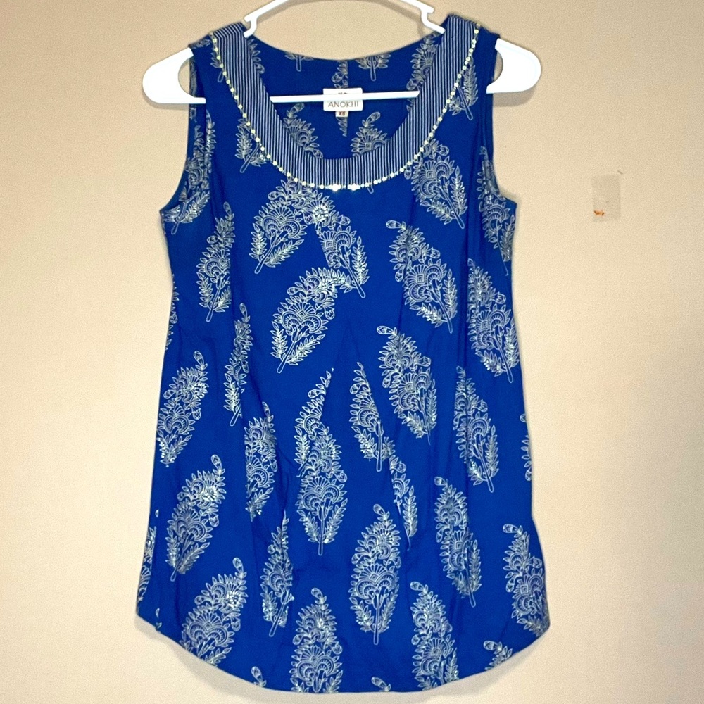 Anokhi Indian boutique handprinted cotton boho blouse